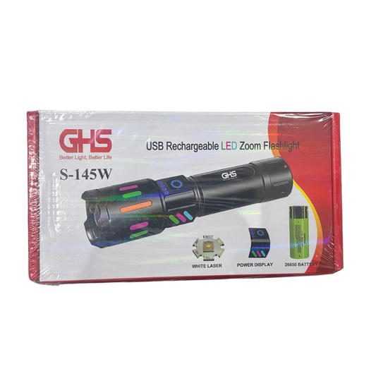 GHS S-145W USB Rechargeable LED Zoom Flashlight | Finefair Qatar